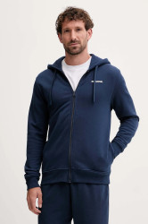 Bavlněná mikina Rossignol PRESSET pánská, tmavomodrá barva, s kapucí, hladká, RLOMS03