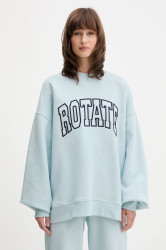 Bavlněná mikina Rotate dámská, modrá barva, s aplikací, 114376184