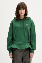 Bavlněná mikina Stine Goya dámská, zelená barva, s kapucí, hladká, SG-AW25-T085-2430