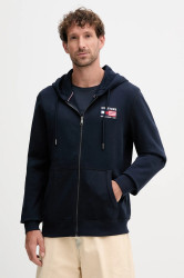 Bavlněná mikina Tommy Hilfiger pánská, tmavomodrá barva, s kapucí, hladká, MW0MW39691