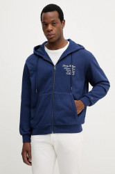 Bavlněná mikina Tommy Hilfiger pánská, tmavomodrá barva, s kapucí, s aplikací, MW0MW39683