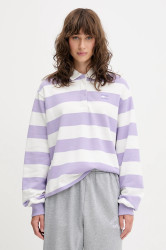 Bavlněná mikina Tommy Jeans dámská, fialová barva, vzorovaná, DW0DW20948