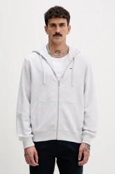 Bavlněná mikina Tommy Jeans pánská, šedá barva, s kapucí, melanžová, DM0DM21814