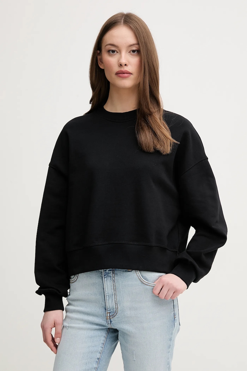 Bavlněná mikina United Colors of Benetton dámská, černá barva, s potiskem, 3UNID109A