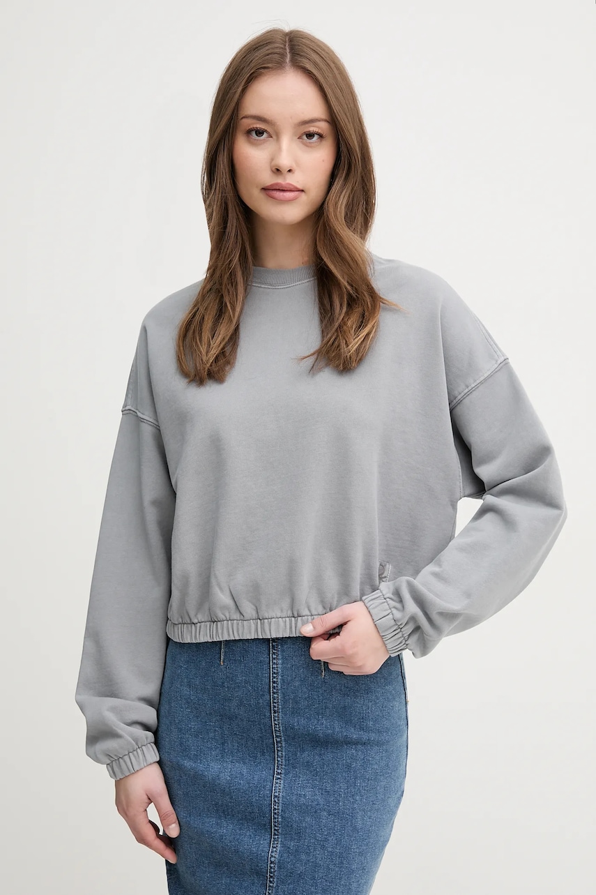 Bavlněná mikina United Colors of Benetton dámská, šedá barva, hladká, 39BLD109O