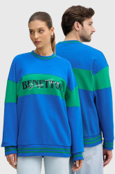 Bavlněná mikina United Colors of Benetton x Stranger Things modrá barva, s potiskem, 342ZU10BA