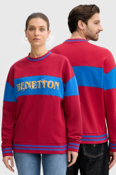 Bavlněná mikina United Colors of Benetton x Stranger Things vínová barva, s potiskem, 342ZU10BA