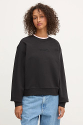 Bavlněná mikina Vans dámská, černá barva, hladká, VN000RAMBLK1