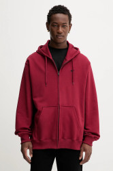 Bavlněná mikina Vans pánská, vínová barva, s kapucí, hladká, VN000P5ABRD1