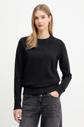 Bavlněná mikina Versace Jeans Couture dámská, černá barva, s aplikací, 79HAIC04 CF00C