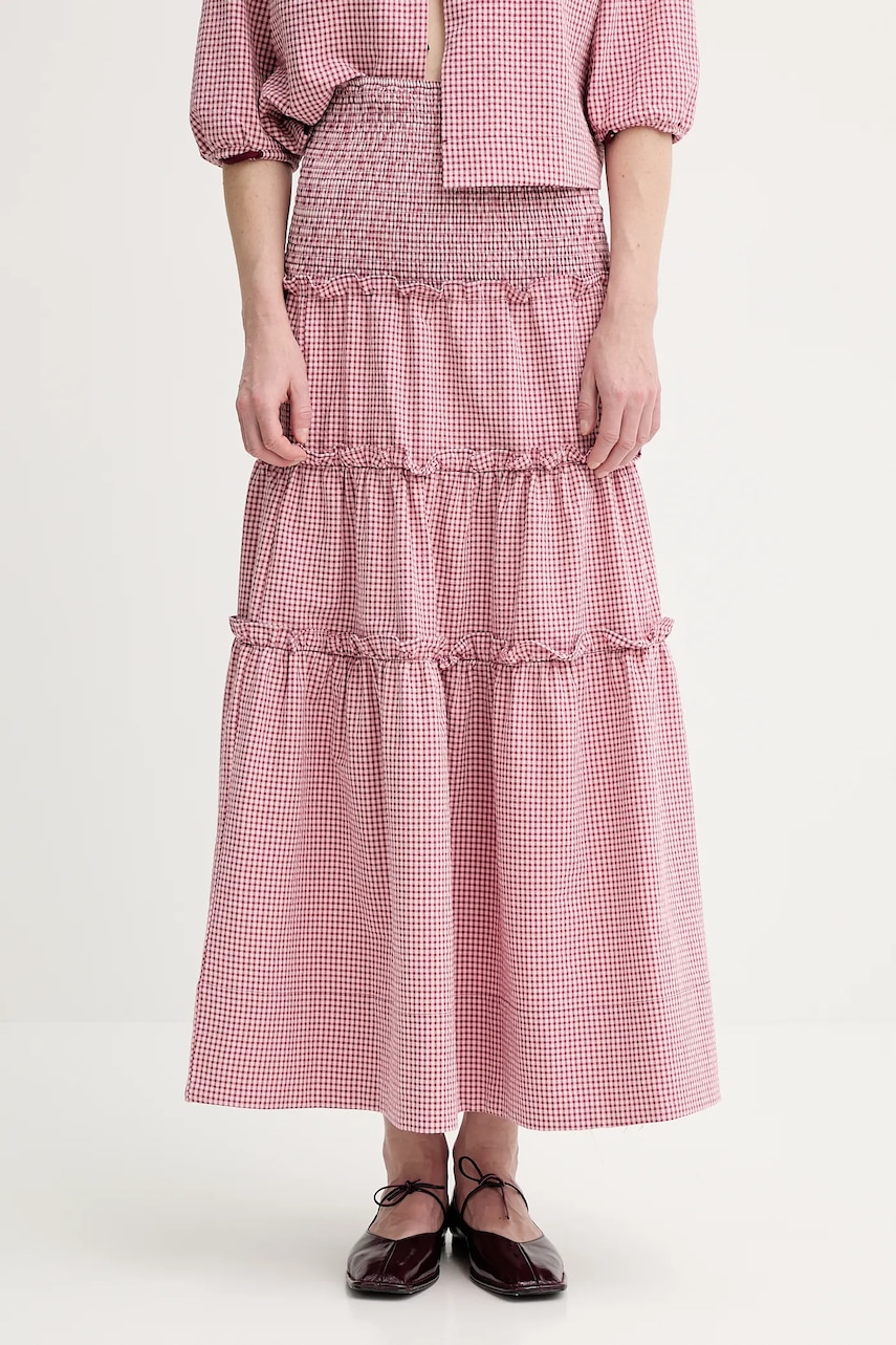 Bavlněná sukně Alohas Atenea růžová barva, maxi, áčková, R100937