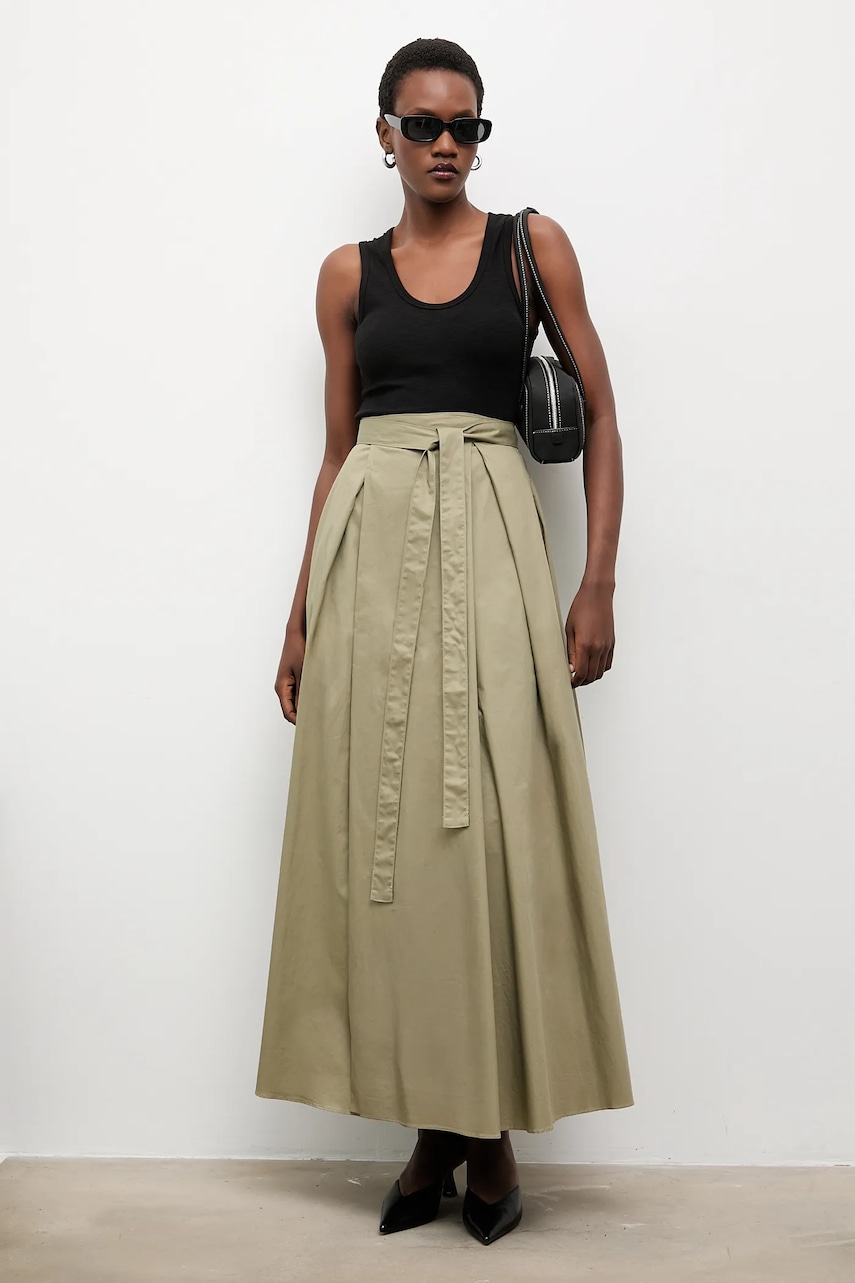 Bavlněná sukně Answear.LAB zelená barva, maxi, áčková