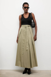 Bavlněná sukně Answear.LAB zelená barva, maxi, áčková