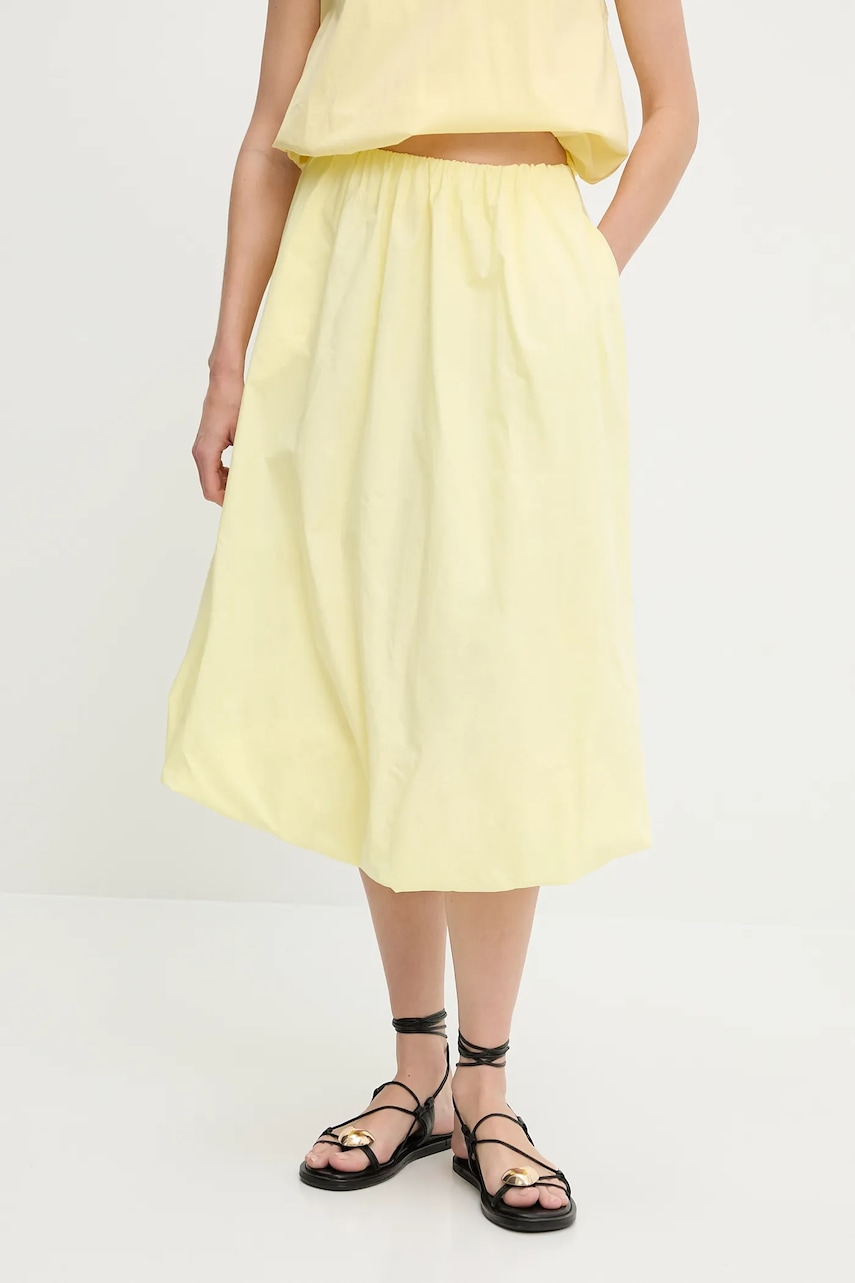 Bavlněná sukně Answear.LAB žlutá barva, midi, áčková