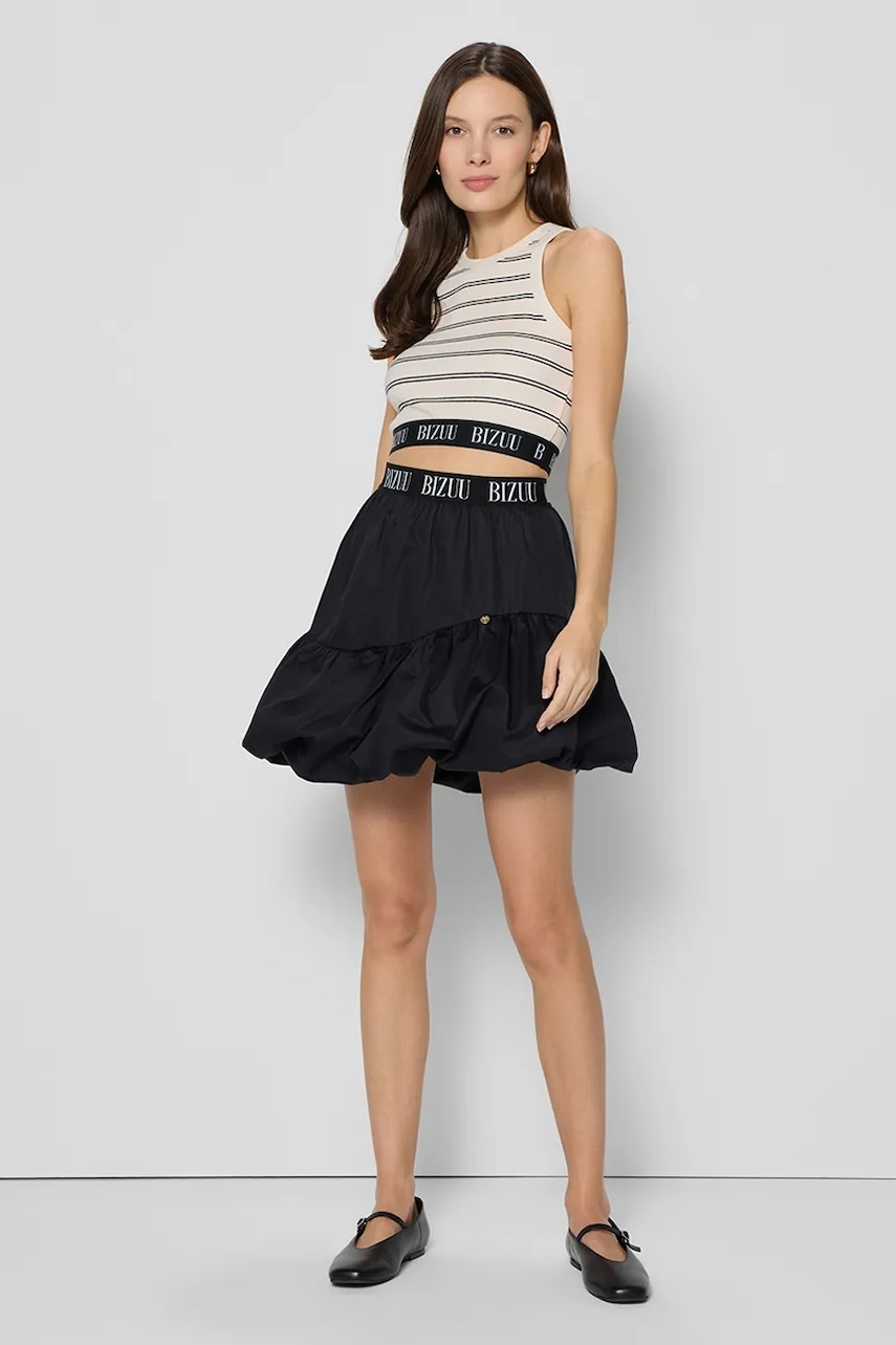 Bavlněná sukně Bizuu LILIBET černá barva, mini, áčková, LILIBET CZARNY