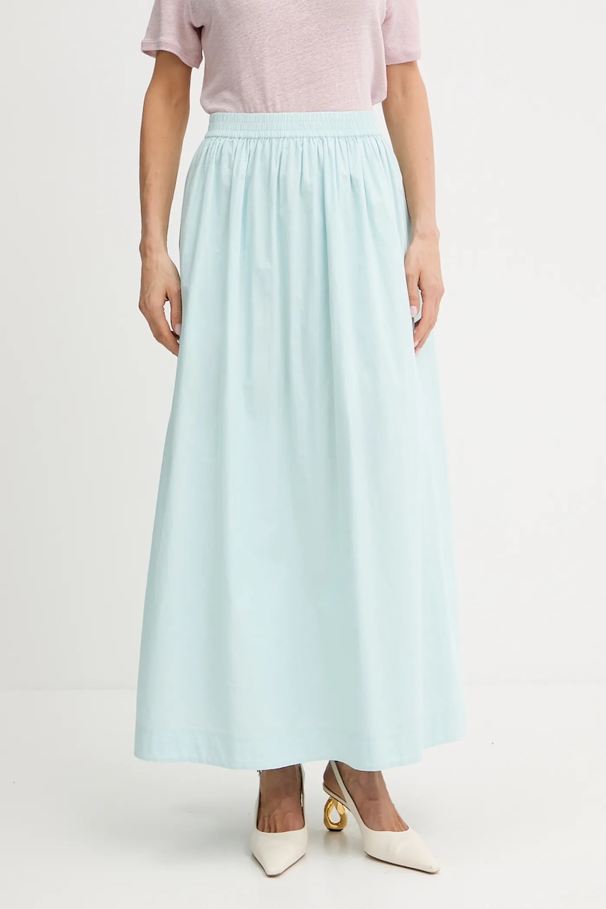 Bavlněná sukně BOSS Orange tyrkysová barva, maxi, áčková, 50543982