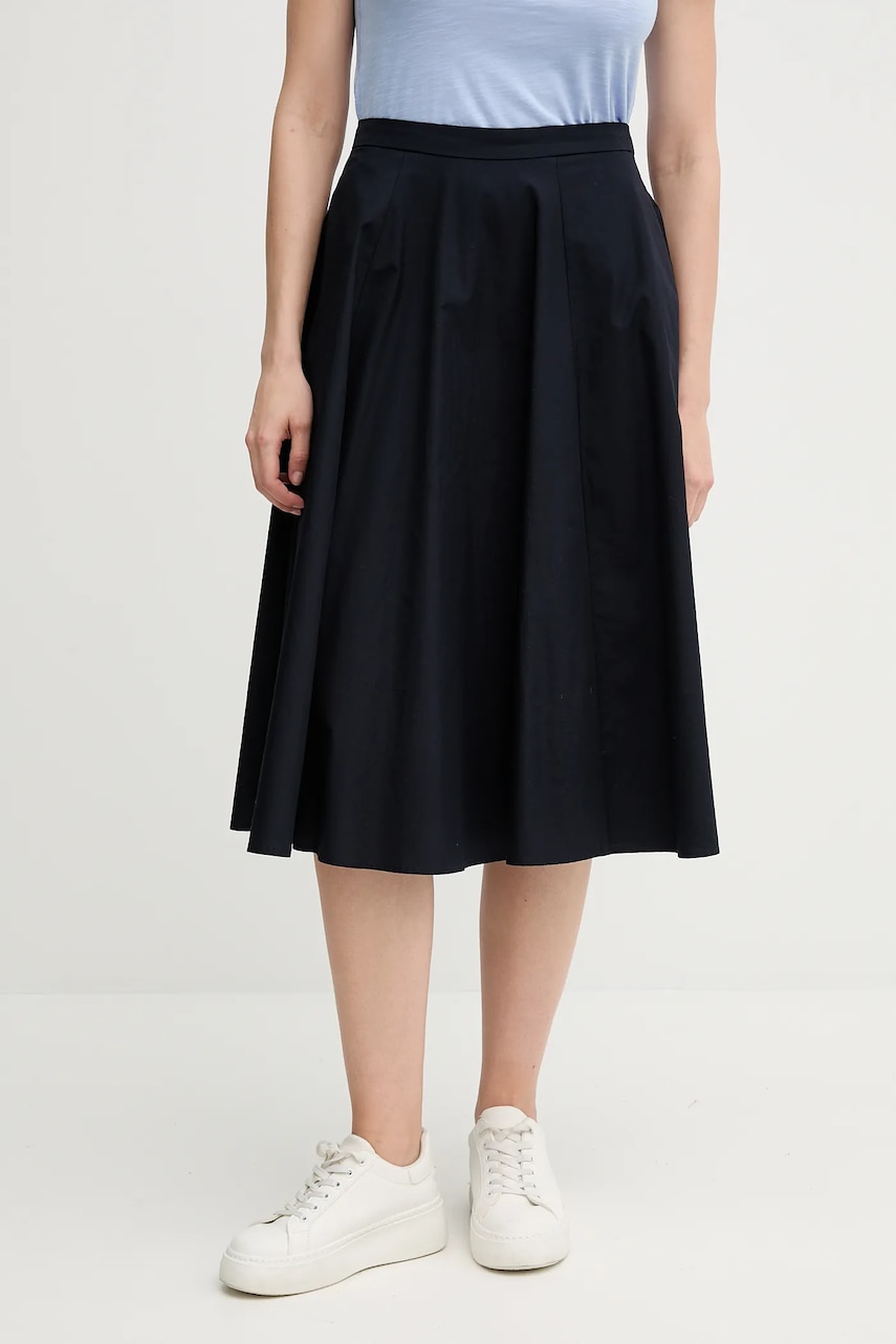 Bavlněná sukně Gant tmavomodrá barva, midi, áčková, 4400163