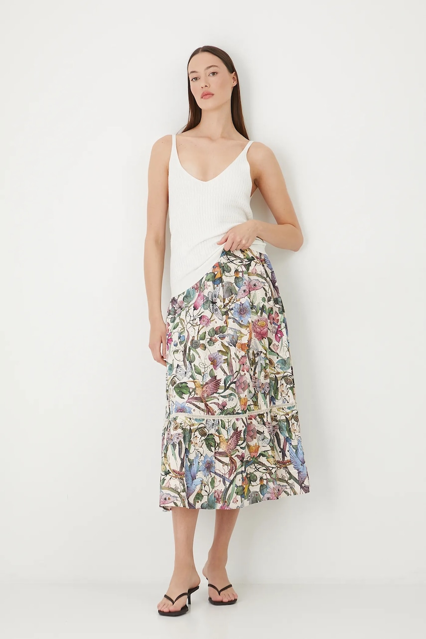 Bavlněná sukně Medicine béžová barva, maxi, áčková