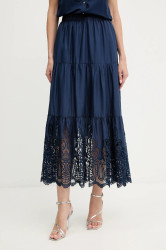 Bavlněná sukně Morgan tmavomodrá barva, maxi, áčková, JBOY
