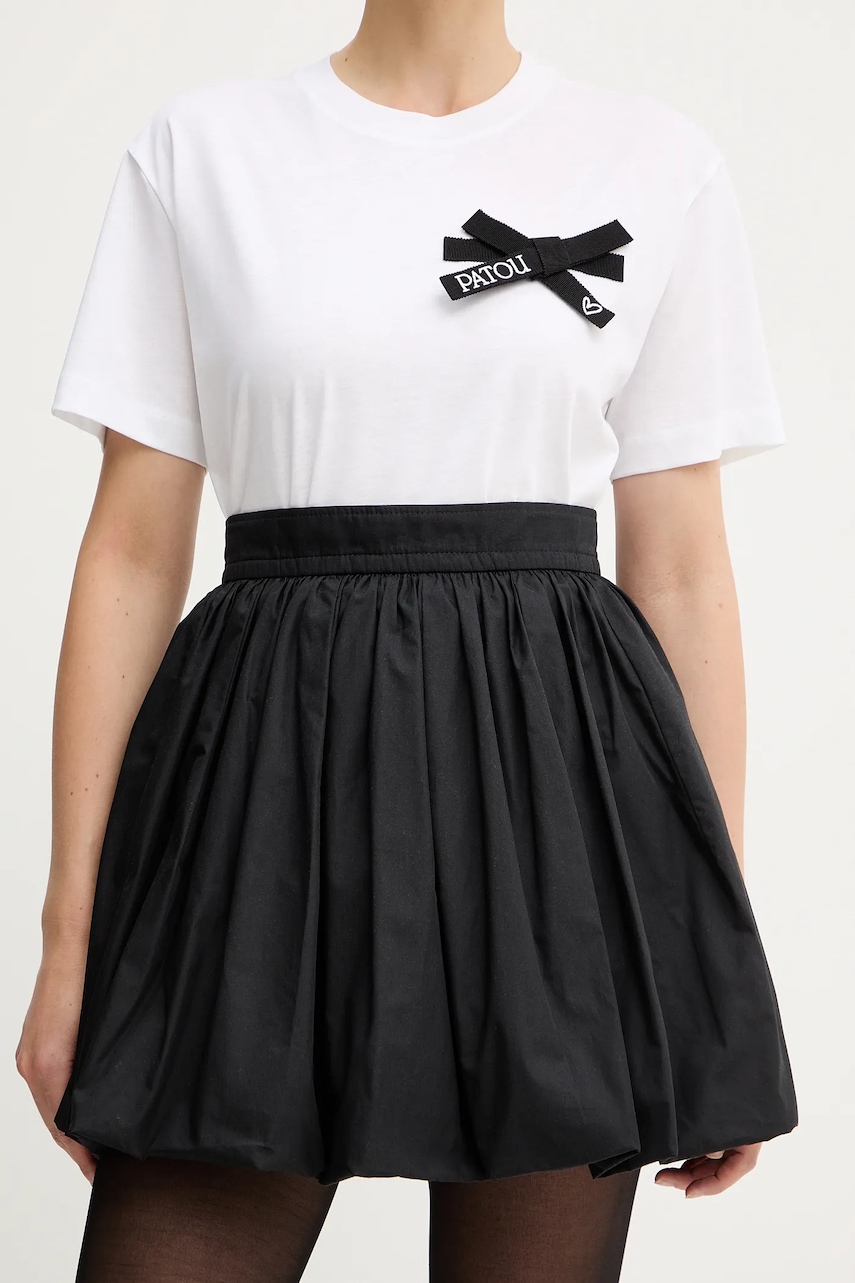 Bavlněná sukně Patou černá barva, mini, áčková, SK0980017