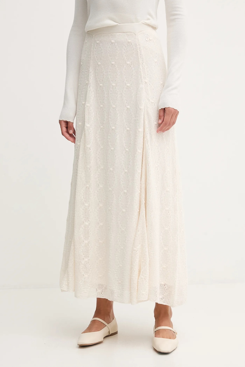 Bavlněná sukně Pedro del Hierro béžová barva, maxi, áčková, 7592135