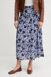 Bavlněná sukně Pepe Jeans ENODIA modrá barva, midi, áčková, PL901193