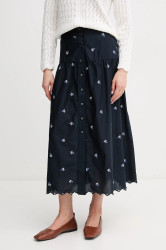 Bavlněná sukně Pepe Jeans EVEN tmavomodrá barva, midi, áčková, PL901217