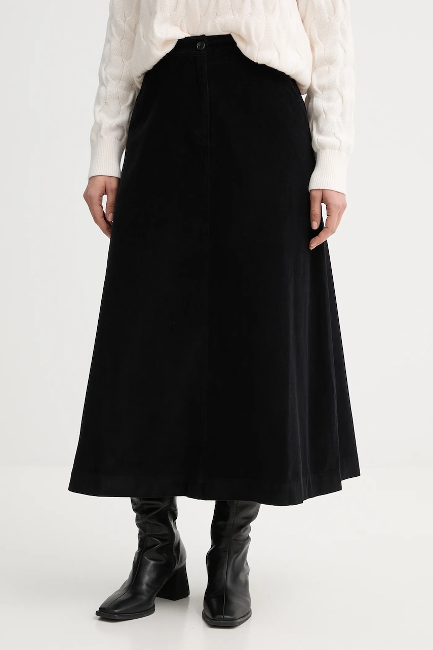 Bavlněná sukně United Colors of Benetton černá barva, midi, áčková, 494BD0058