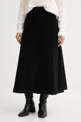 Bavlněná sukně United Colors of Benetton černá barva, midi, áčková, 494BD0058