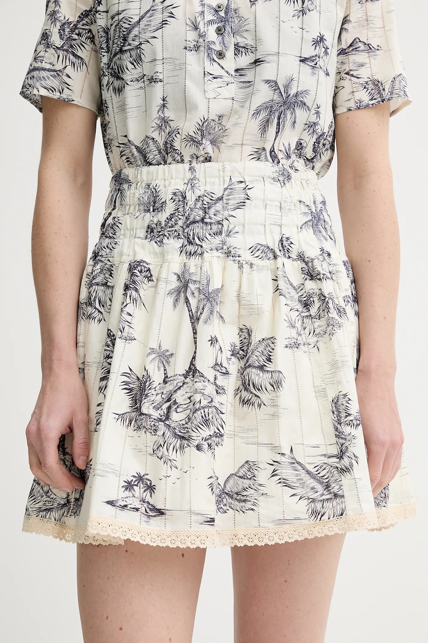 Bavlněná sukně ZADIG&VOLTAIRE béžová barva, mini, áčková, WWSK01604