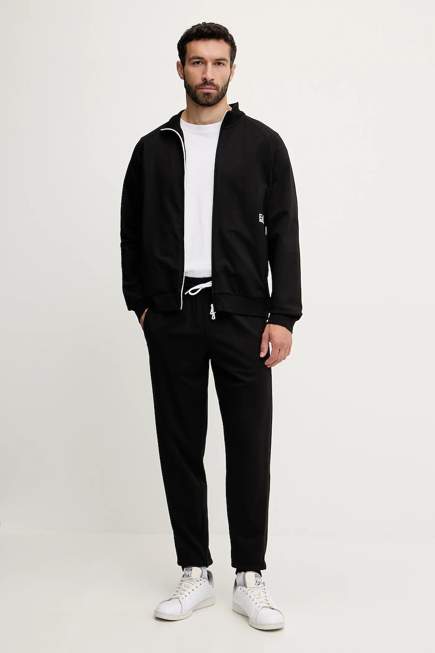 Bavlněná tepláková souprava EA7 Emporio Armani pánská, černá barva, AF12681.7M000206