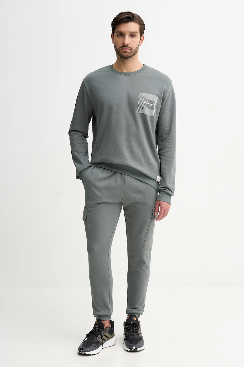 Bavlněná tepláková souprava Fila zelená barva, FPW1226