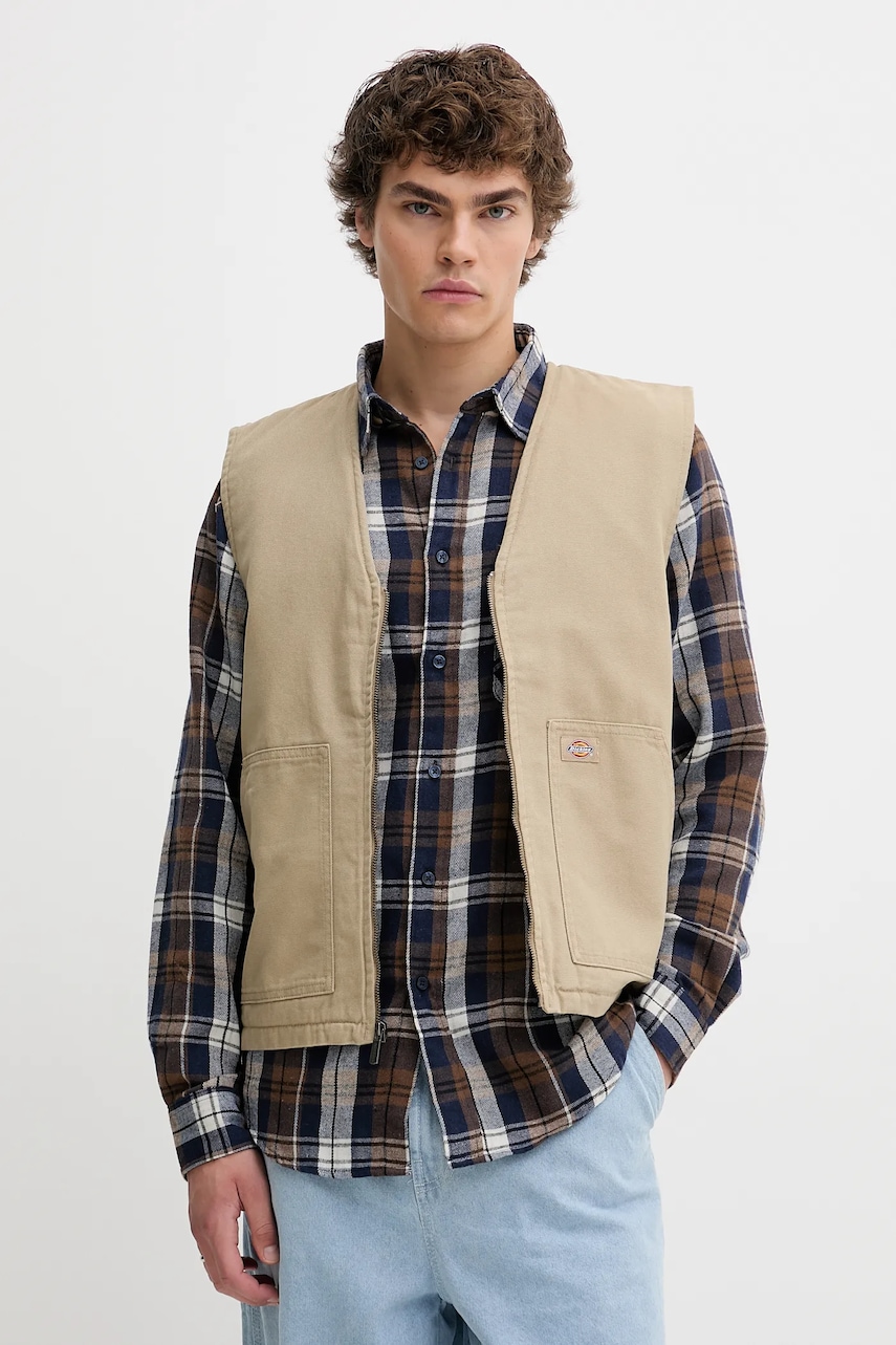 Bavlněná vesta Dickies Duck Canvas Summer Vest Sw Desert Sand béžová barva, DK0A4YQKF021