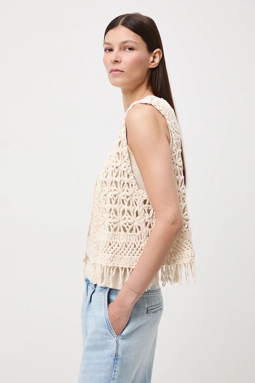 Bavlněná vesta Medicine béžová barva