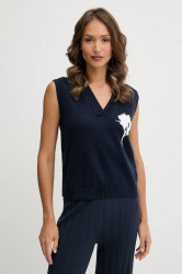 Bavlněná vesta MM BACIO dámská, tmavomodrá barva, 2526356017600