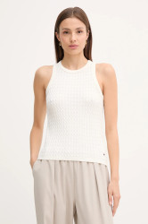 Bavlněná vesta Tommy Hilfiger dámská, bílá barva, WW0WW45706