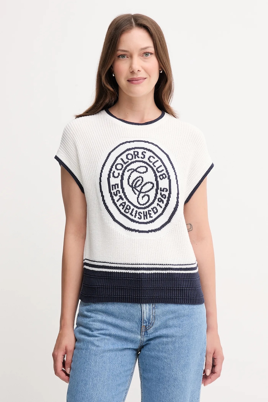 Bavlněná vesta United Colors of Benetton dámská, bílá barva, 1494E10EH