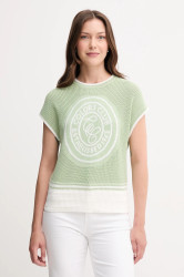 Bavlněná vesta United Colors of Benetton dámská, zelená barva, 1494E10EH