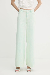 Bavlněné džíny Guess BELLFLOWER dámské, zelená barva, W5GA82 WHAG1