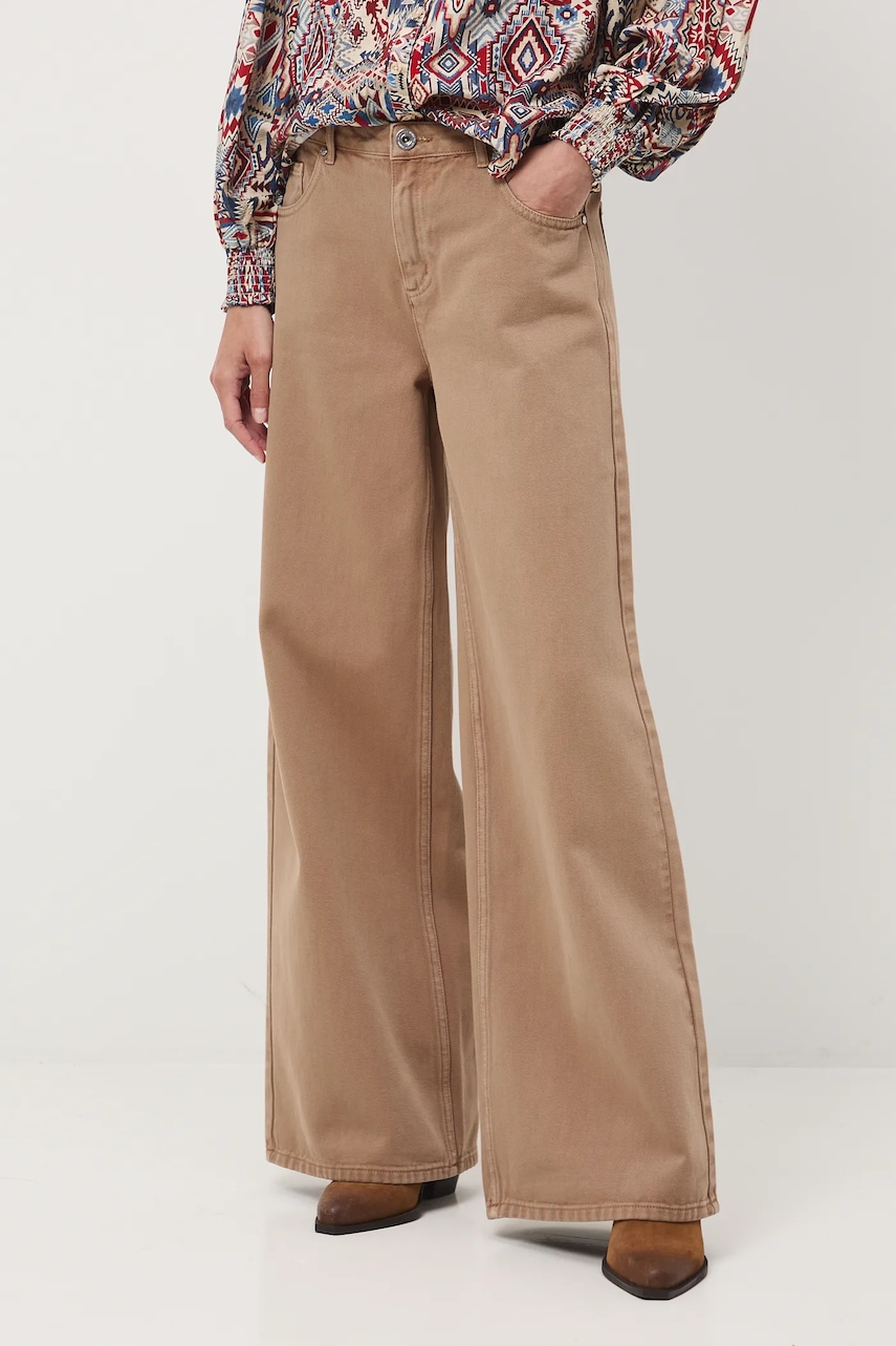 Bavlněné džíny Medicine hnědá barva