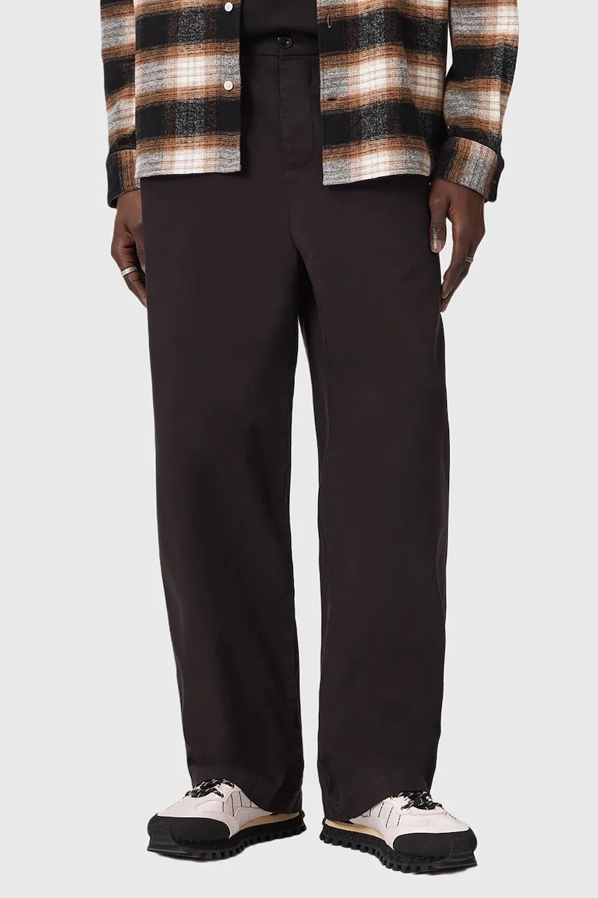 Bavlněné kalhoty AllSaints pánské, černá barva, M026TD