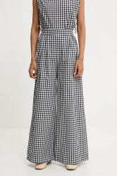 Bavlněné kalhoty Answear.LAB dámské, černá barva, široké, high waist