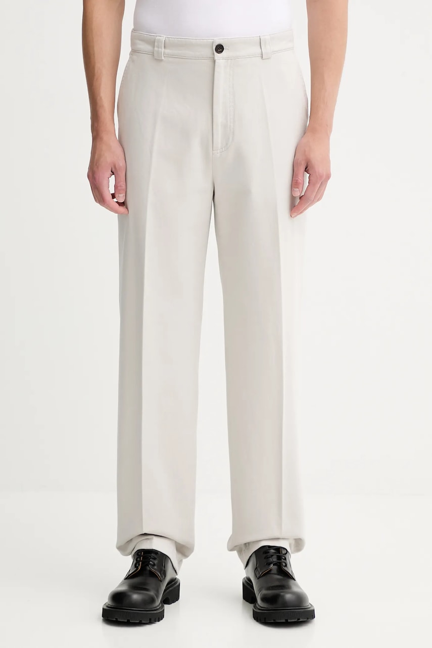 Bavlněné kalhoty Filippa K pánské, šedá barva, 31433