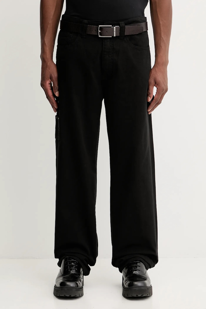 Bavlněné kalhoty Guess Jeans pánské, černá barva, M5YB67 WHFR1