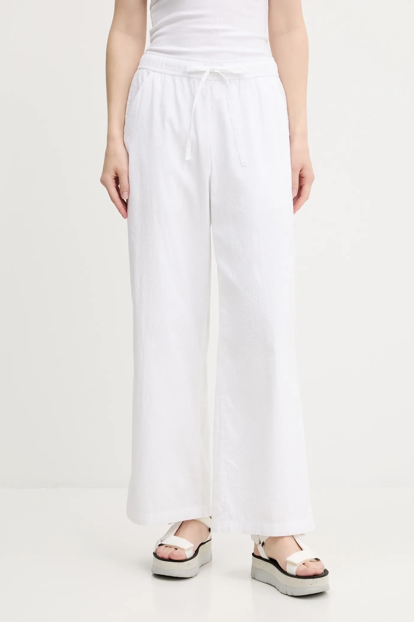 Bavlněné kalhoty Hollister Co. dámské, bílá barva, high waist, KI356-5063