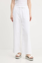 Bavlněné kalhoty Hollister Co. dámské, bílá barva, high waist, KI356-5063