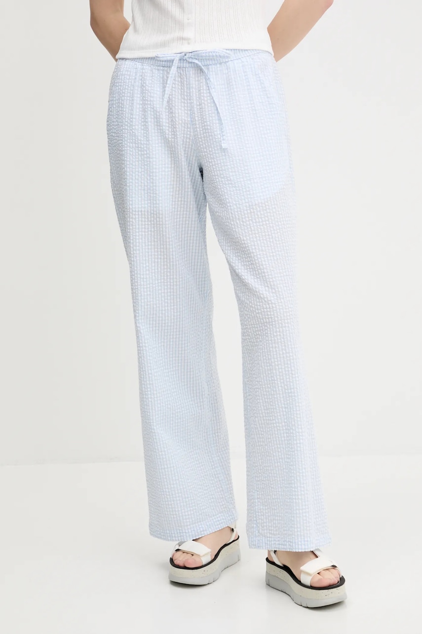 Bavlněné kalhoty Hollister Co. dámské, modrá barva, high waist, KI356-5063