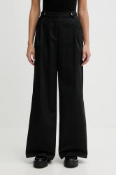 Bavlněné kalhoty Karl Lagerfeld Jeans dámské, černá barva, široké, high waist, B1W10086