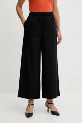 Bavlněné kalhoty Tommy Hilfiger dámské, černá barva, high waist, WW0WW45891