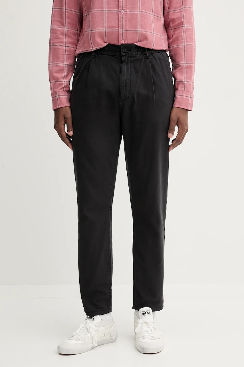 Bavlněné kalhoty Tommy Jeans pánské, černá barva, DM0DM21705